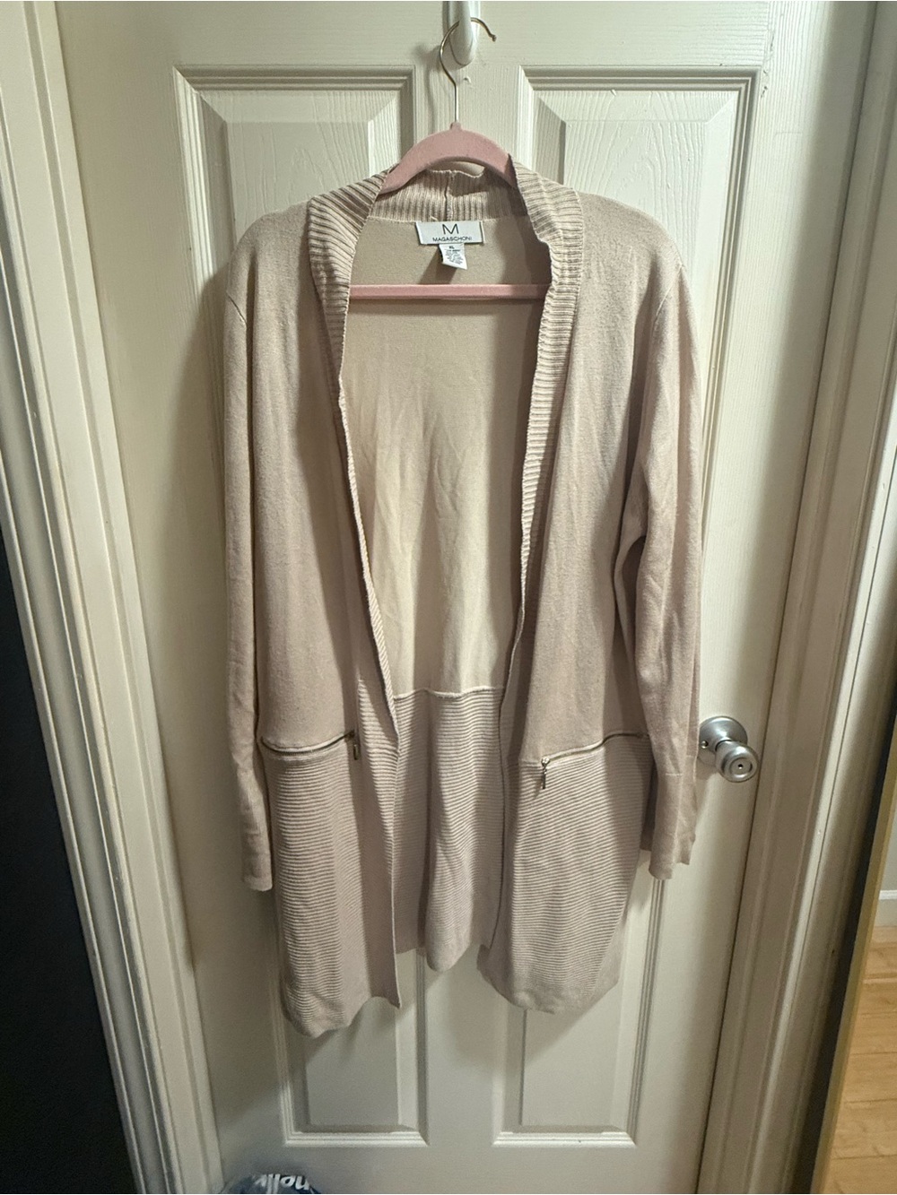 Magaschoni Neutral Cream Open Cardigan with Pockets